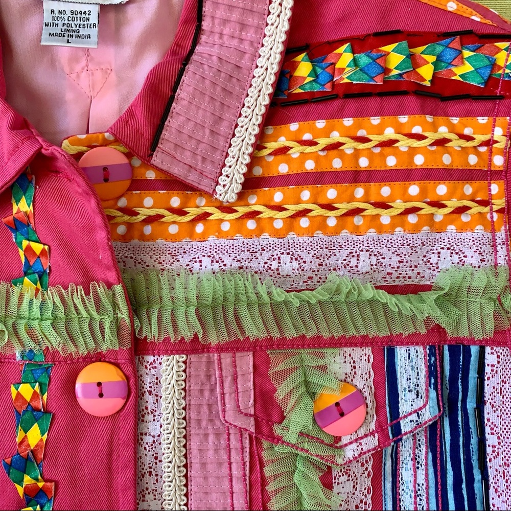 Minnie’s Closet unique pink appliqué jacket - Picture 2 of 3